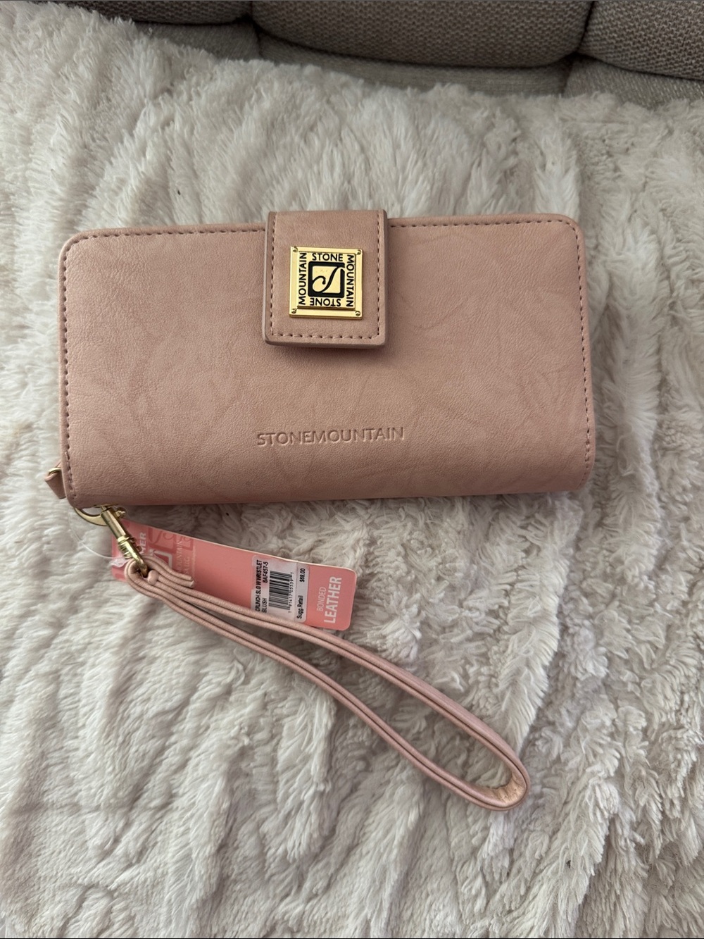 Stone Mountain Accessories Blush Pink Wristlet Wallet with Gold Accent